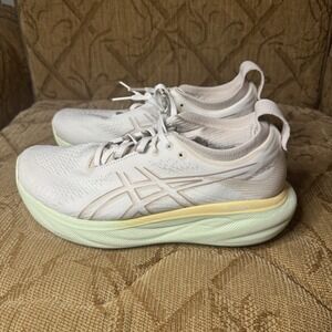 Women's ASICS Gel Nimbus 25 Running Shoes Cream/Fawn‎ Green #1012B356-100 Size 9